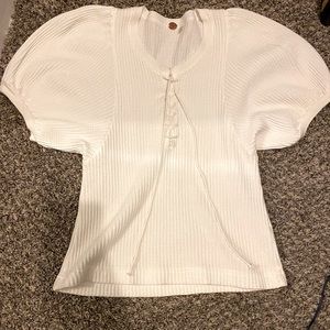 Waffle ruffle sleeve FP top XS